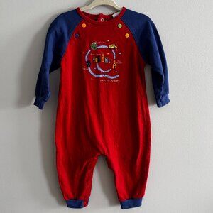 Okie Dokie Vintage Rainbow Tag "My Town" Colorblock Romper 12M GUC